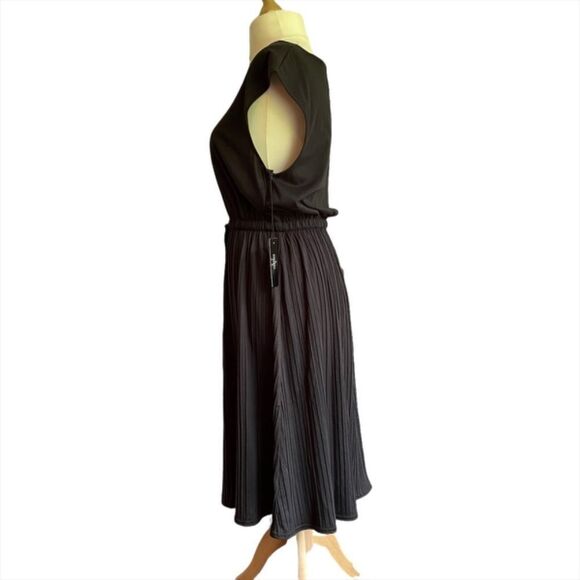 0190 Vertigo Cap Sleeve Black Party/Cocktail Dress Size L Nee - Picture 3 of 12